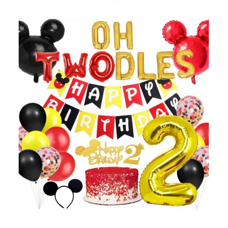Cartoon Mouse Theme 2nd Birthday Party Decoration Set - Oh Twodles Second Birthday for Boy Cartoon Mouse Balloon Happy Birthd...