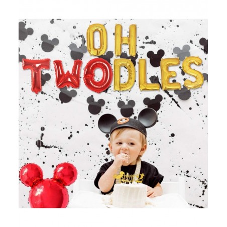 Cartoon Mouse Theme 2nd Birthday Party Decoration Set - Oh Twodles Second Birthday for Boy Cartoon Mouse Balloon Happy Birthd...