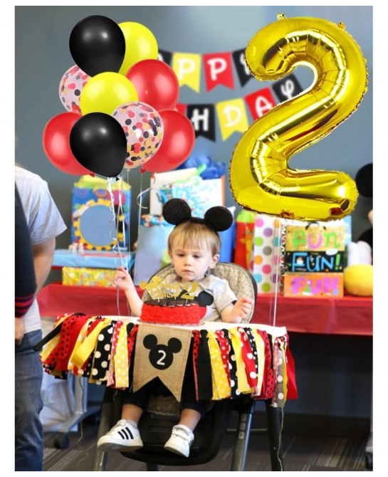 Cartoon Mouse Theme 2nd Birthday Party Decoration Set - Oh Twodles Second Birthday for Boy Cartoon Mouse Balloon Happy Birthd...