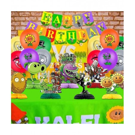 Plants vs Zombies Birthday Party Supplies 7Pcs Game Theme Honeycomb Centerpieces Table Toppers Photo Booth Props 3D Double Si...