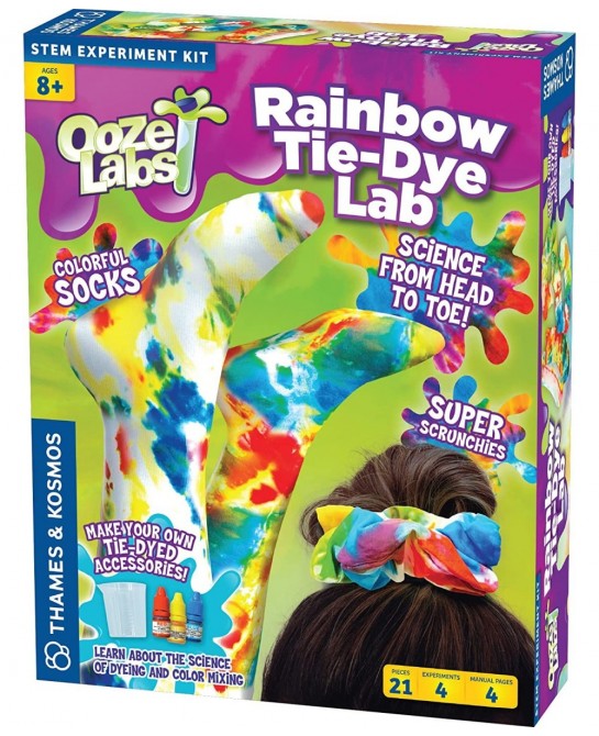 Ooze Labs Rainbow Tie-Dye Lab STEM Experiment Activity Kit | Design & Make Your Own Tie-Dye Socks & Scrunchies | Explore The ...