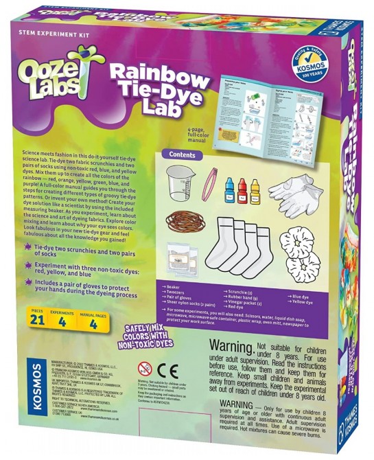 Ooze Labs Rainbow Tie-Dye Lab STEM Experiment Activity Kit | Design & Make Your Own Tie-Dye Socks & Scrunchies | Explore The ...
