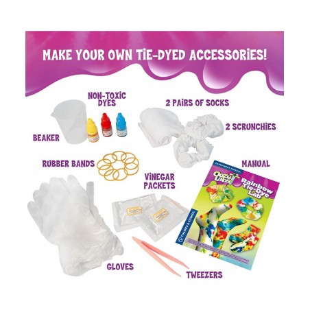 Ooze Labs Rainbow Tie-Dye Lab STEM Experiment Activity Kit | Design & Make Your Own Tie-Dye Socks & Scrunchies | Explore The ...