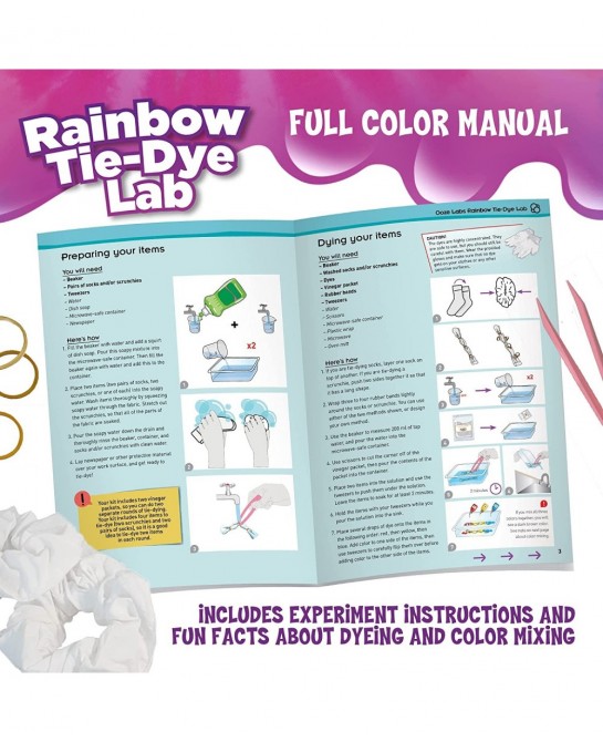 Ooze Labs Rainbow Tie-Dye Lab STEM Experiment Activity Kit | Design & Make Your Own Tie-Dye Socks & Scrunchies | Explore The ...