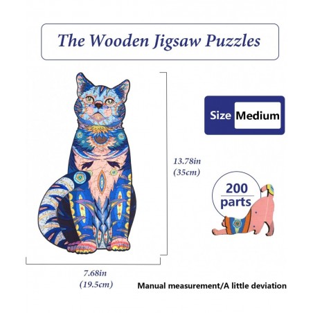 Wooden Jigsaw Puzzles for Adults Cat Wood Unique Animal Shaped Puzzles Gift (M Cat) $41.26 Jigsaw Puzzles
