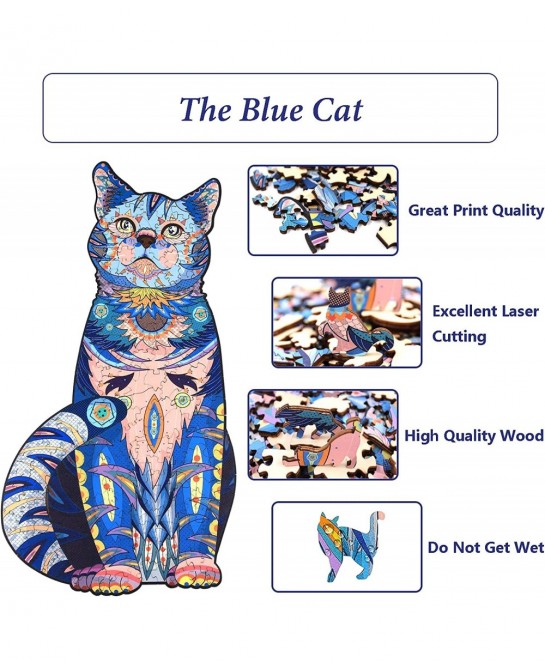 Wooden Jigsaw Puzzles for Adults Cat Wood Unique Animal Shaped Puzzles Gift (M Cat) $41.26 Jigsaw Puzzles