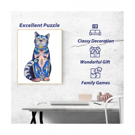 Wooden Jigsaw Puzzles for Adults Cat Wood Unique Animal Shaped Puzzles Gift (M Cat) $41.26 Jigsaw Puzzles