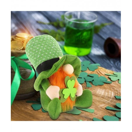 St. Patricks Day Gnome Plush Doll Leprechaun Tomte Plush Handmade Doll Shamrock Plush Elf Toy Scandinavian Plush Elf Toy for ...