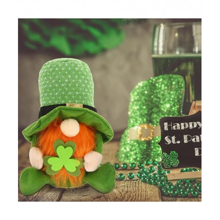 St. Patricks Day Gnome Plush Doll Leprechaun Tomte Plush Handmade Doll Shamrock Plush Elf Toy Scandinavian Plush Elf Toy for ...