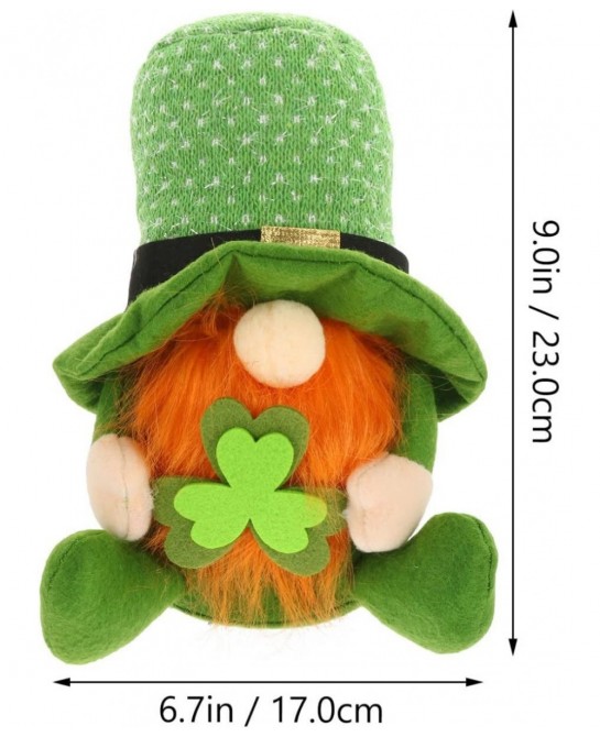 St. Patricks Day Gnome Plush Doll Leprechaun Tomte Plush Handmade Doll Shamrock Plush Elf Toy Scandinavian Plush Elf Toy for ...