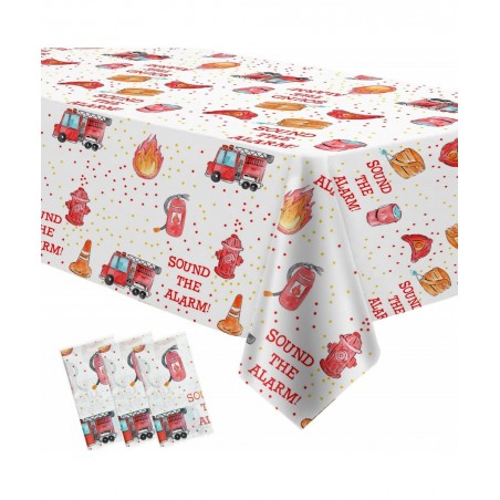 Fire Truck Birthday Party Tablecloth Supplies - Disposable Firefighter Party Table Cover Decorations Firetruck Fireman Theme ...
