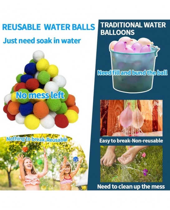 Reusable Water Balloons - 96 Count Reusable Water Balls Water Games for Kids Outside. Water Bomb Splash Balls Water Toys for ...