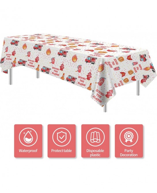 Fire Truck Birthday Party Tablecloth Supplies - Disposable Firefighter Party Table Cover Decorations Firetruck Fireman Theme ...