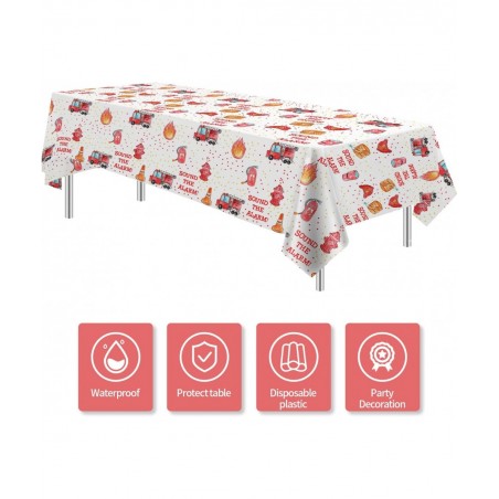 Fire Truck Birthday Party Tablecloth Supplies - Disposable Firefighter Party Table Cover Decorations Firetruck Fireman Theme ...