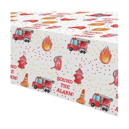 Fire Truck Birthday Party Tablecloth Supplies - Disposable Firefighter Party Table Cover Decorations Firetruck Fireman Theme ...