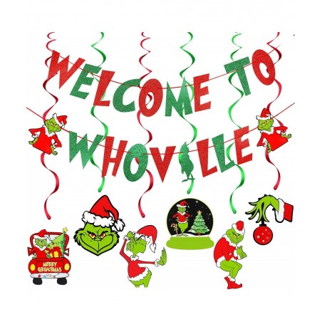 Welcome To Whoville Banner Red Green Whoville Christmas Decorations Grinch Whoville Decorations Grinch Christmas Decorations ...