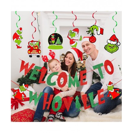 Welcome To Whoville Banner Red Green Whoville Christmas Decorations Grinch Whoville Decorations Grinch Christmas Decorations ...