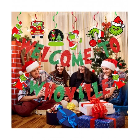 Welcome To Whoville Banner Red Green Whoville Christmas Decorations Grinch Whoville Decorations Grinch Christmas Decorations ...