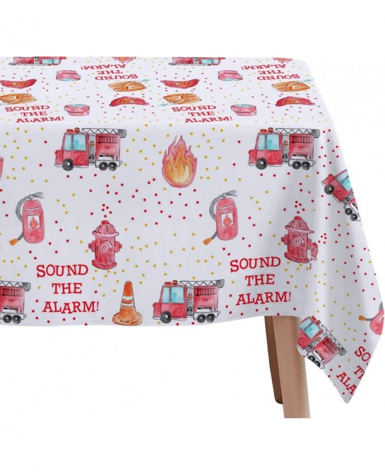 Fire Truck Birthday Party Tablecloth Supplies - Disposable Firefighter Party Table Cover Decorations Firetruck Fireman Theme ...