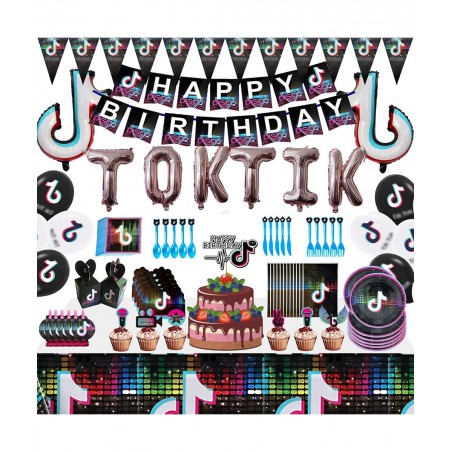 154Pcs Music Birthday Party Decorations for 10 Guests Supplies Including Banners Tablecloths Balloons Cake Toppers Cutlery Po...