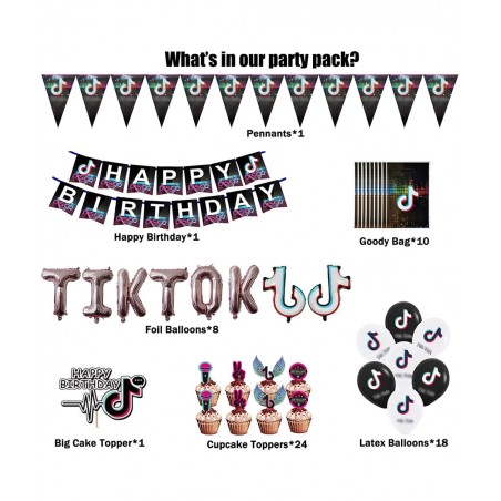 154Pcs Music Birthday Party Decorations for 10 Guests Supplies Including Banners Tablecloths Balloons Cake Toppers Cutlery Po...