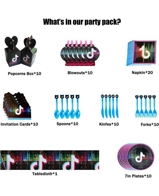 154Pcs Music Birthday Party Decorations for 10 Guests Supplies Including Banners Tablecloths Balloons Cake Toppers Cutlery Po...