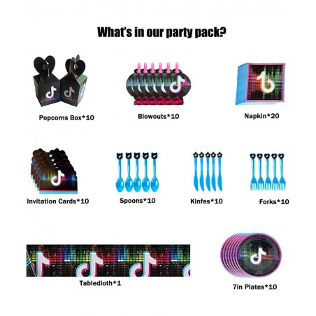 154Pcs Music Birthday Party Decorations for 10 Guests Supplies Including Banners Tablecloths Balloons Cake Toppers Cutlery Po...