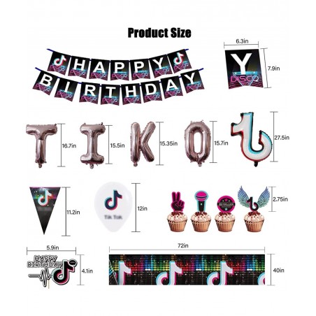 154Pcs Music Birthday Party Decorations for 10 Guests Supplies Including Banners Tablecloths Balloons Cake Toppers Cutlery Po...
