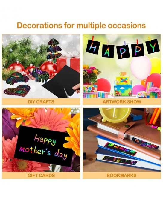 Gifts for 3-12 Year Old Girls Boys - Rainbow Scratch Notebooks Arts Crafts Supplies Set Color Drawing Paper Kit for Kids Birt...