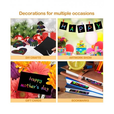 Gifts for 3-12 Year Old Girls Boys - Rainbow Scratch Notebooks Arts Crafts Supplies Set Color Drawing Paper Kit for Kids Birt...