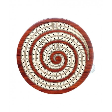 Spiral Shape 2 Track Non-Continuous Cribbage Board - Push Drawer Storage for Pegs and 1 Deck of Cards with Score Marking Fiel...
