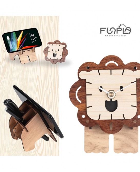 3D Wood Puzzle Desktop Clock 3D Puzzles Desktop Clock Model Building Kit Phone Stand and Pen Holder 3D Model Toy $14.41 3-D P...