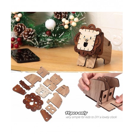 3D Wood Puzzle Desktop Clock 3D Puzzles Desktop Clock Model Building Kit Phone Stand and Pen Holder 3D Model Toy $14.41 3-D P...