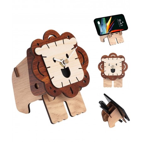 3D Wood Puzzle Desktop Clock 3D Puzzles Desktop Clock Model Building Kit Phone Stand and Pen Holder 3D Model Toy $14.41 3-D P...