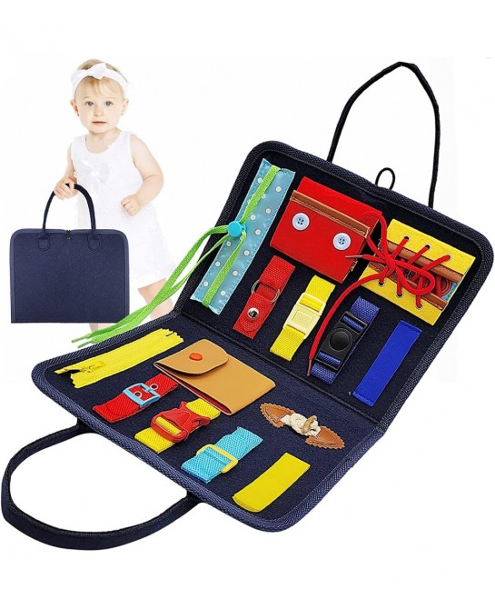 Toddler Busy Board Toys Preschool Educational Learning Toys Kids Learn to Dress Buckle Basic Skills Montessori Toys for Toddl...