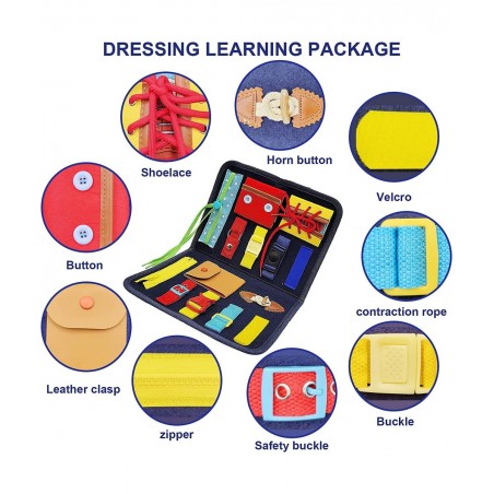 Toddler Busy Board Toys Preschool Educational Learning Toys Kids Learn to Dress Buckle Basic Skills Montessori Toys for Toddl...