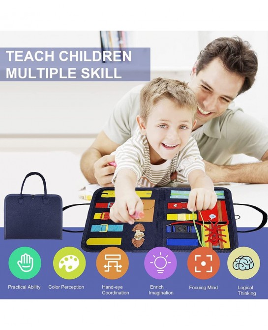 Toddler Busy Board Toys Preschool Educational Learning Toys Kids Learn to Dress Buckle Basic Skills Montessori Toys for Toddl...