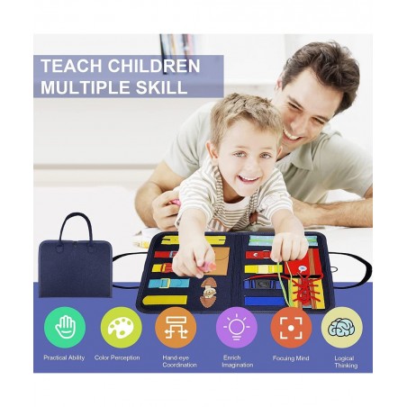 Toddler Busy Board Toys Preschool Educational Learning Toys Kids Learn to Dress Buckle Basic Skills Montessori Toys for Toddl...
