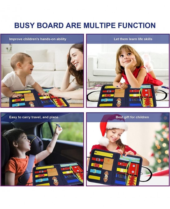 Toddler Busy Board Toys Preschool Educational Learning Toys Kids Learn to Dress Buckle Basic Skills Montessori Toys for Toddl...