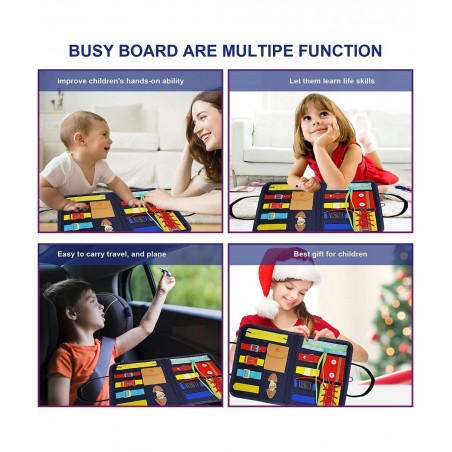 Toddler Busy Board Toys Preschool Educational Learning Toys Kids Learn to Dress Buckle Basic Skills Montessori Toys for Toddl...