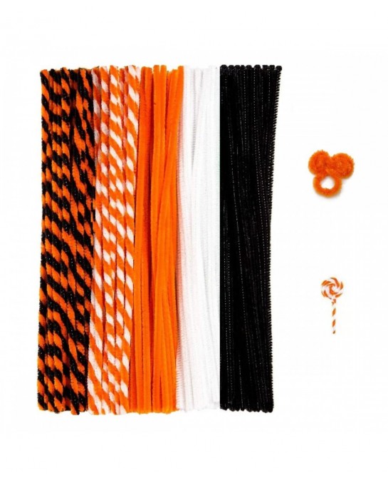 420 Pieces Halloween Pipe Cleaners Craft Supplies 5 Colors Halloween Chenille Stems Bulk 6mm X 12inches for Halloween Thanksg...