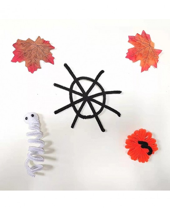 420 Pieces Halloween Pipe Cleaners Craft Supplies 5 Colors Halloween Chenille Stems Bulk 6mm X 12inches for Halloween Thanksg...