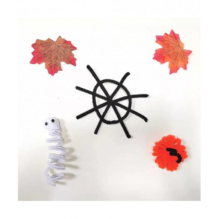 420 Pieces Halloween Pipe Cleaners Craft Supplies 5 Colors Halloween Chenille Stems Bulk 6mm X 12inches for Halloween Thanksg...
