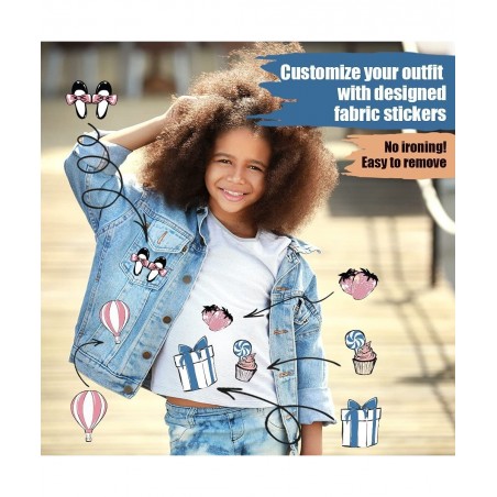 Unique designed fabric stickers for clothes No ironing. No harm to fabrics! Colorful & special fashion stickers which designe...