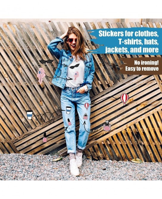 Unique designed fabric stickers for clothes No ironing. No harm to fabrics! Colorful & special fashion stickers which designe...