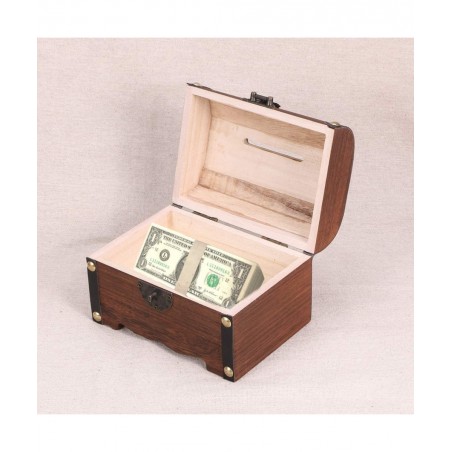Wooden Vintage Coin Box with Lock Retro Treasure Storage Box Saving Box Case for Children $39.71 Kids' Money Banks