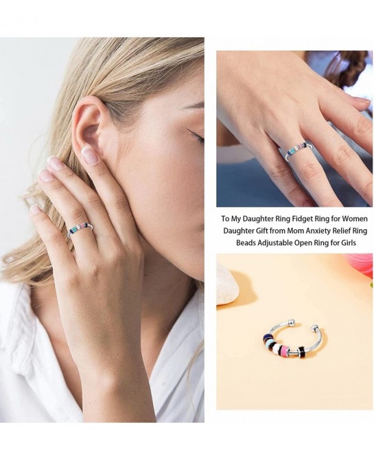 To My Daughter Ring Double Wave Rings for Women Adjustable Highs and Lows Ring for Daughter Zircon Wave Ring Gifts for Teen G...