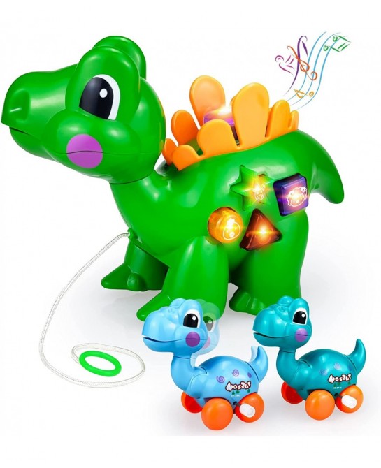 Push & Pull Toys for Toddlers 1-3 | Baby Toys 12-18 Months Can Sit & Stand &Roll Pull Toy Dinosaurs with Lights & Sounds for ...
