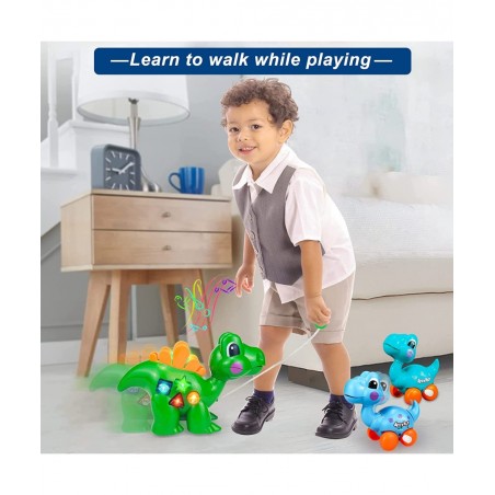 Push & Pull Toys for Toddlers 1-3 | Baby Toys 12-18 Months Can Sit & Stand &Roll Pull Toy Dinosaurs with Lights & Sounds for ...