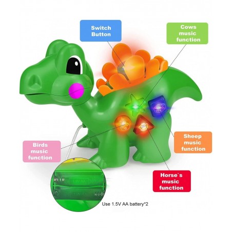 Push & Pull Toys for Toddlers 1-3 | Baby Toys 12-18 Months Can Sit & Stand &Roll Pull Toy Dinosaurs with Lights & Sounds for ...